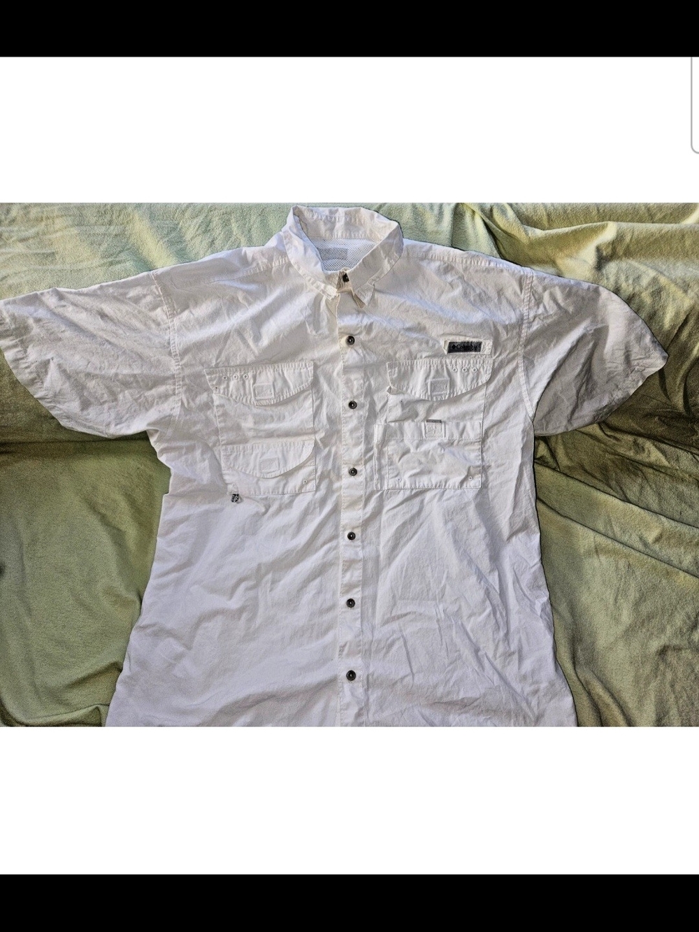 Men's Columbia White Short-Sleeve Utility Button-Down Shirt Great For Outdoors